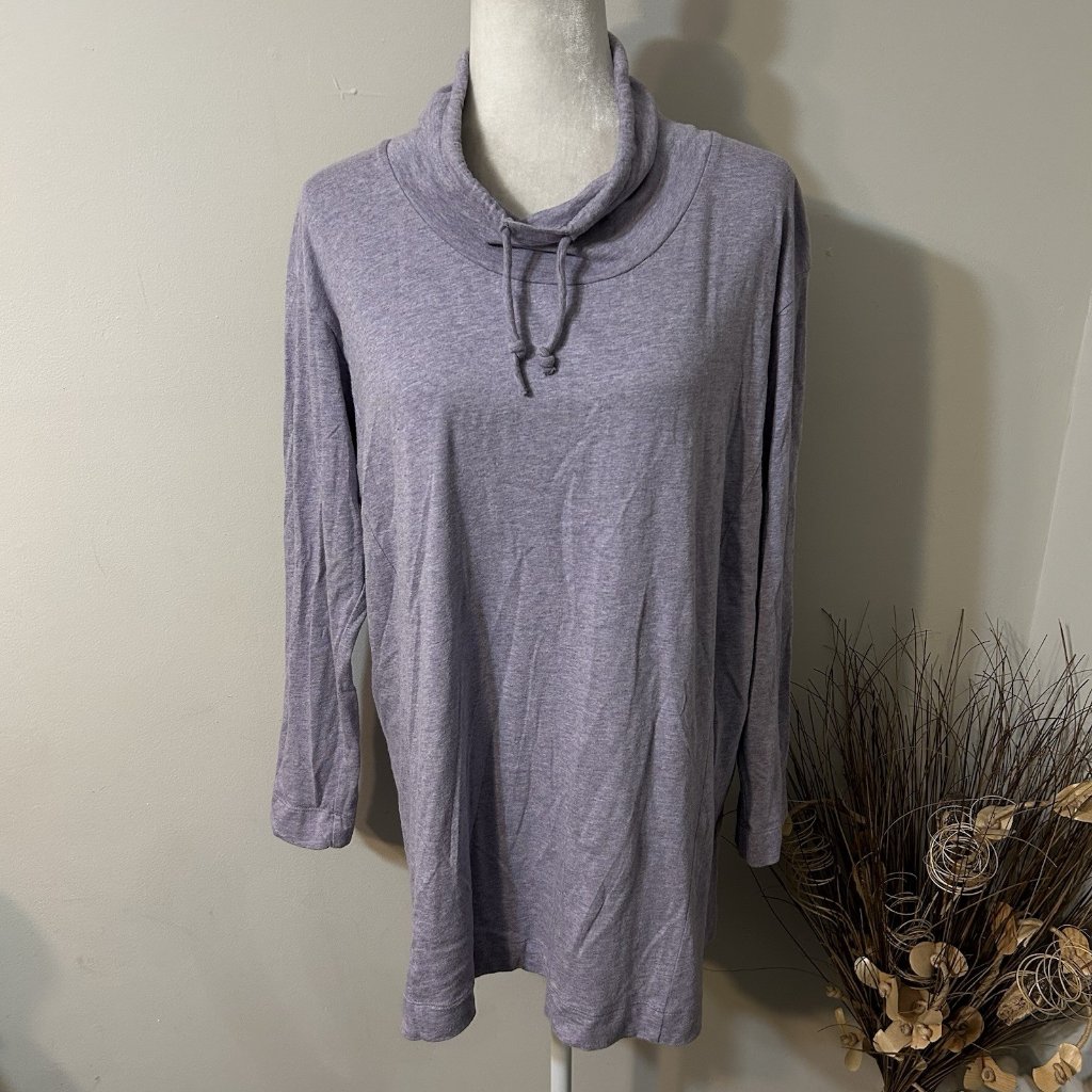 J.Jill Pure Jill Cowl Neck Seamed Tunic Pullover Heather Purple Cotton Blend M